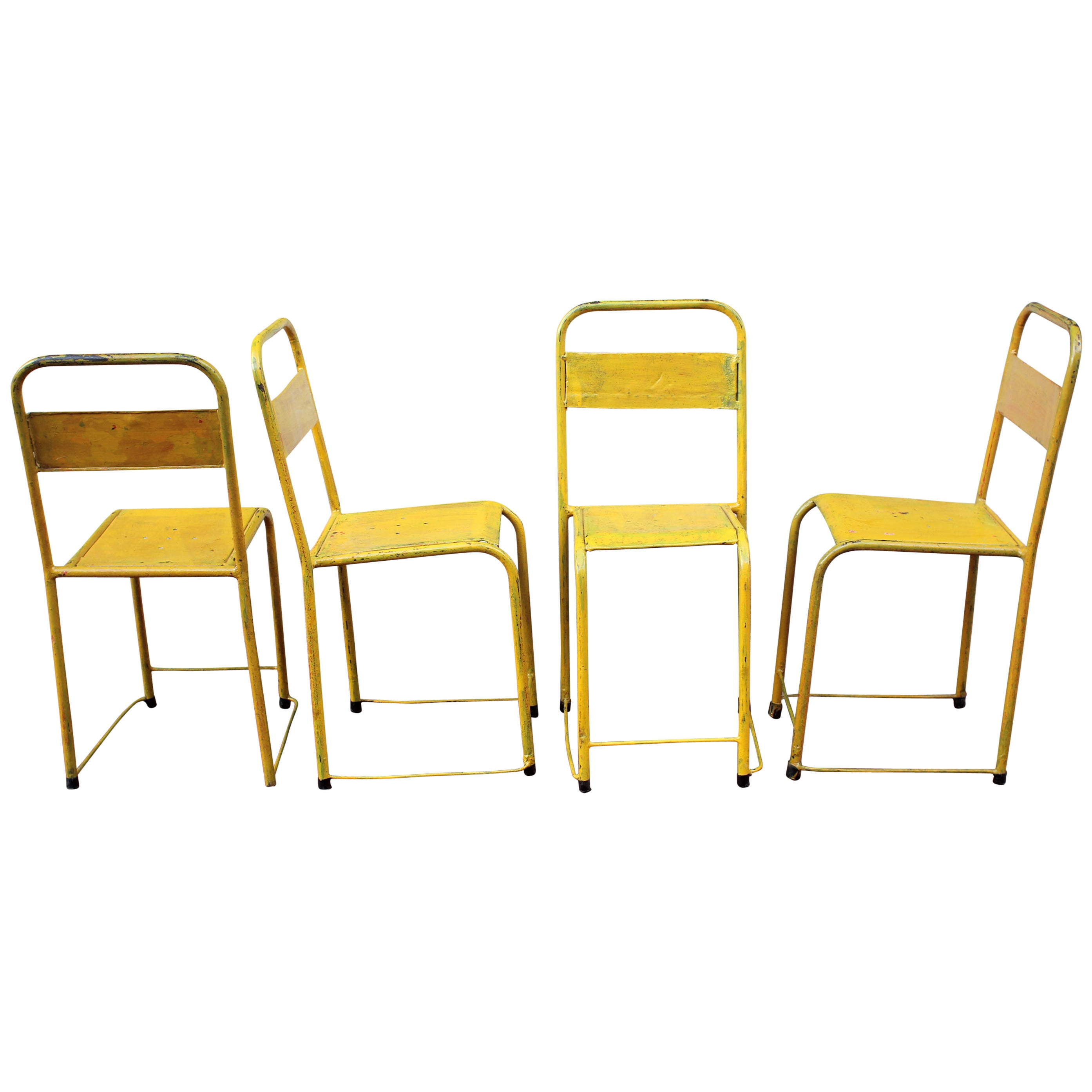 Set of 4 Painted Metal Chairs