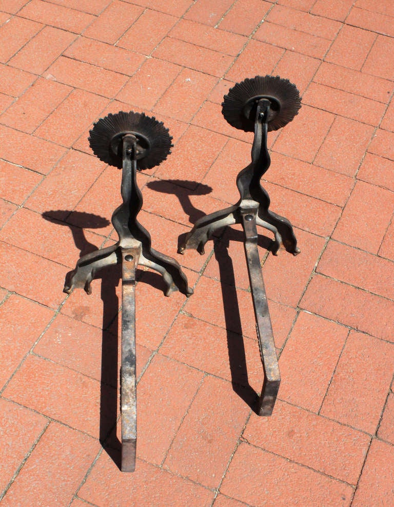Pair of American Sunface Andirons 1