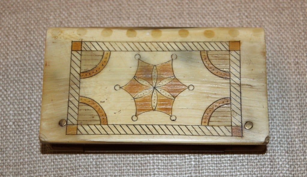 18th Century and Earlier 18th c. Horn & Brass Snuff Box