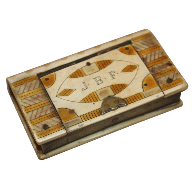 18th c. Horn & Brass Snuff Box