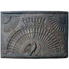 Antique Rare Cast Iron Stove Plate, Port Henry, NY, circa 1830