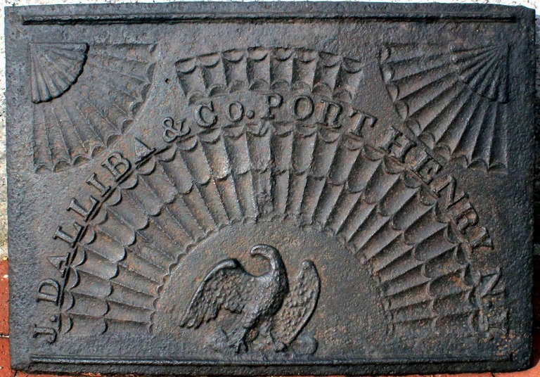 Rare Cast Iron Stove Plate, Port Henry, NY, circa 1830