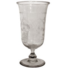 Antique American Glass Celery Vase with Etched Decoration