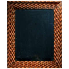 Graphic Marquetry Framed Mirror, 19th century American