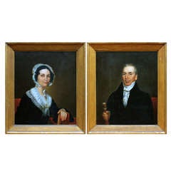 Pair of Portraits dated 1841 by well-known New England Artist