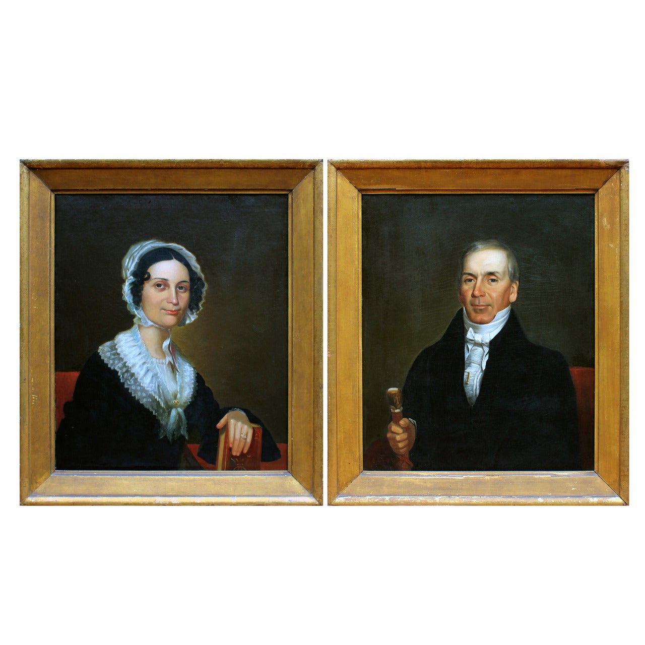 Pair of Portraits dated 1841 by well-known New England Artist For Sale