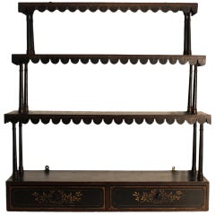 Antique Painted Hanging Shelves With Two Drawers, c. 1840