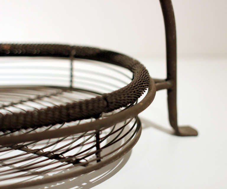 19th Century Iron Wire Serving Basket