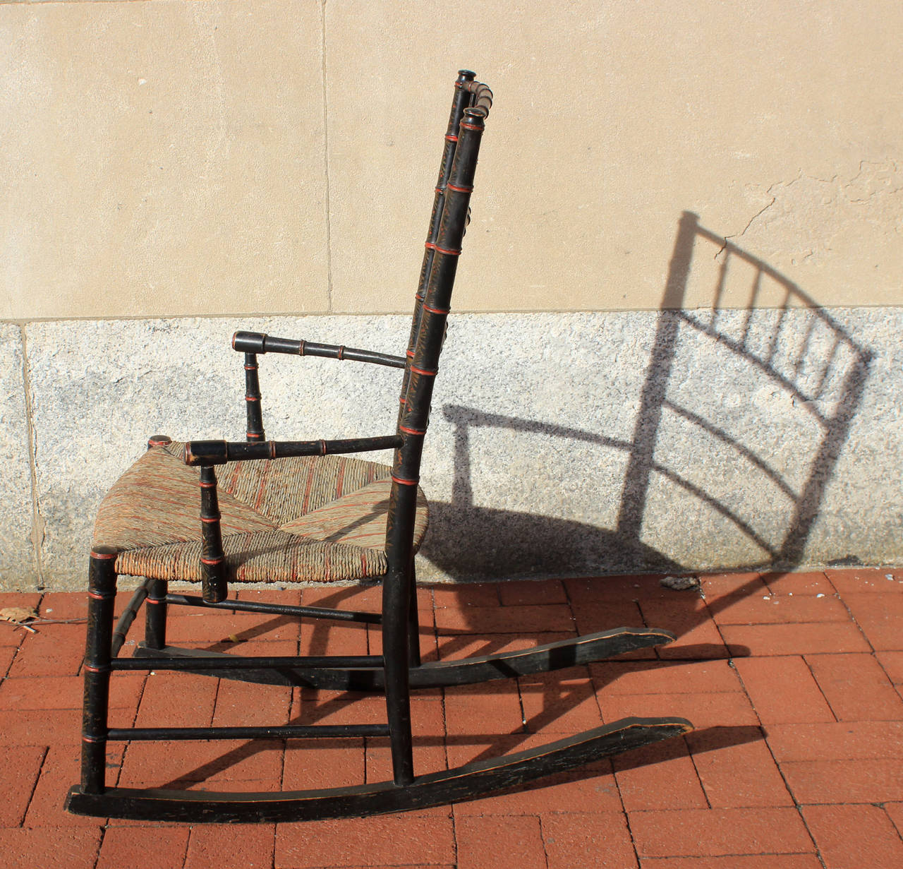 Bamboo 19th Century Southern Painted Rocker For Sale