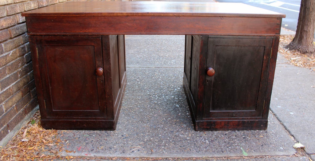 19th Century Walnut Partners Desk, Boston, circa 1840