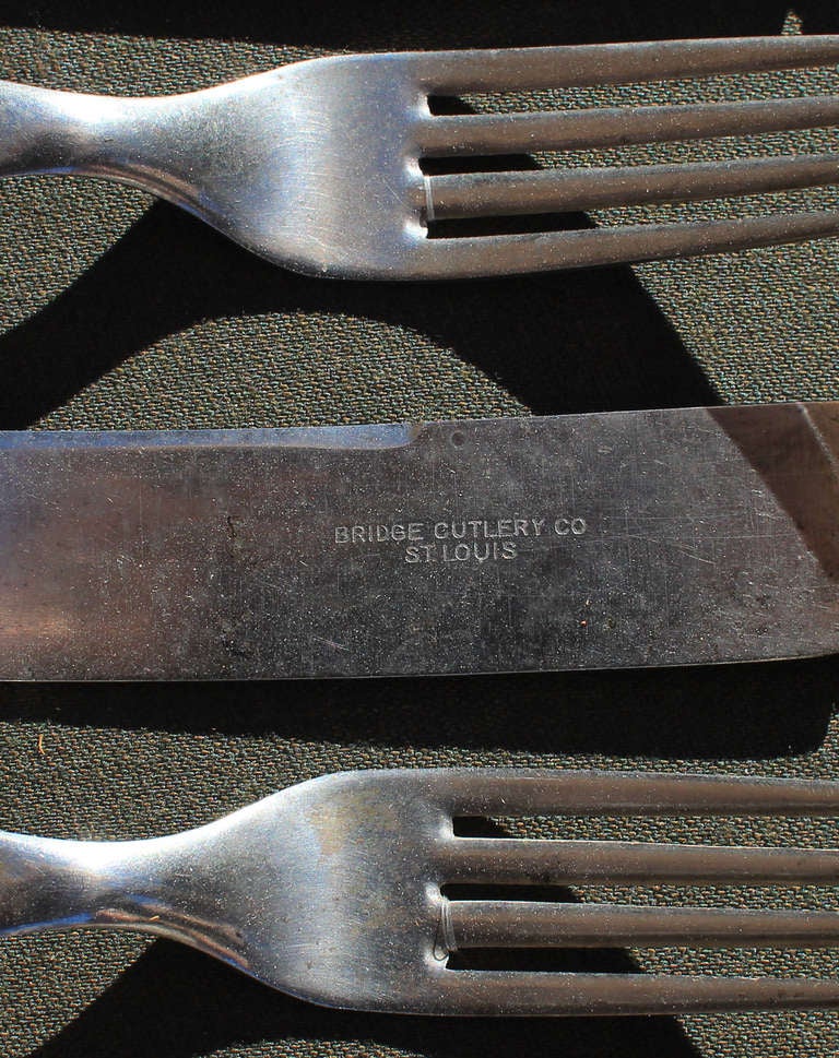 Folk Art Steel Cutlery Set from St. Louis circa 1850 in Shadowbox Frame