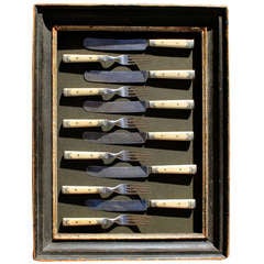 Steel Cutlery Set from St. Louis circa 1850 in Shadowbox Frame