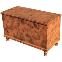 American Blanket Chest in Original Salmon Paint with Smoke Decoration