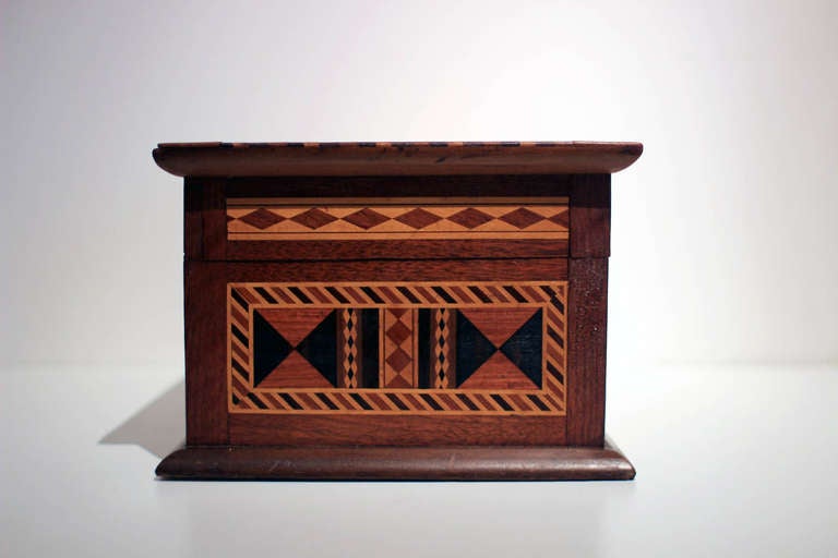 American Fine Marquetry Jewelry Box For Sale