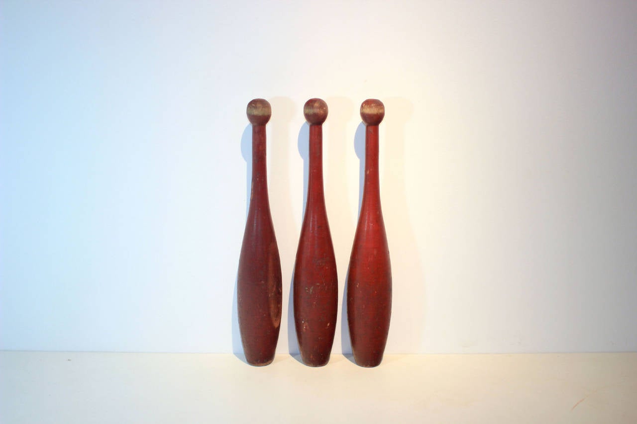 Folk Art Red Juggling Pins