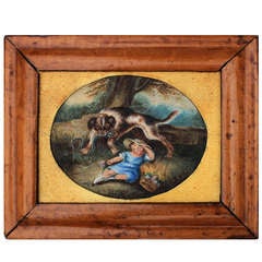 Miniature English Watercolor "SAVED" by T. Biggs 1856