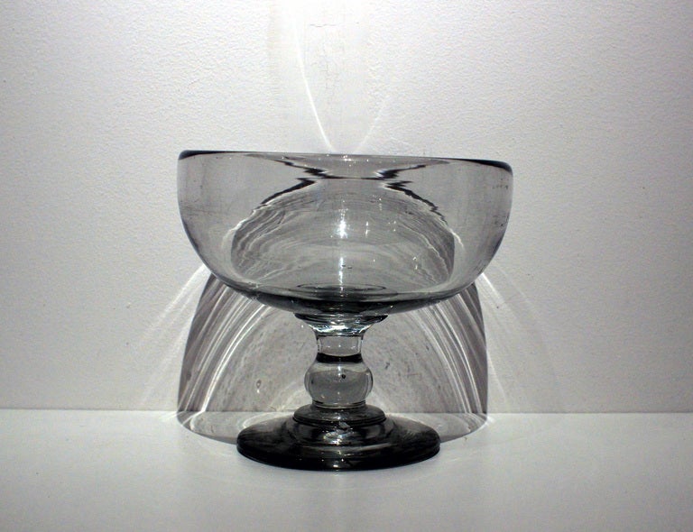 Heavy colorless glass compote with, hand blown with an applied base; probably Pittsburgh, circa 1850. Excellent example.