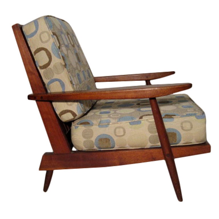 Walnut Spindle Cushion Chair by George Nakashima For Sale