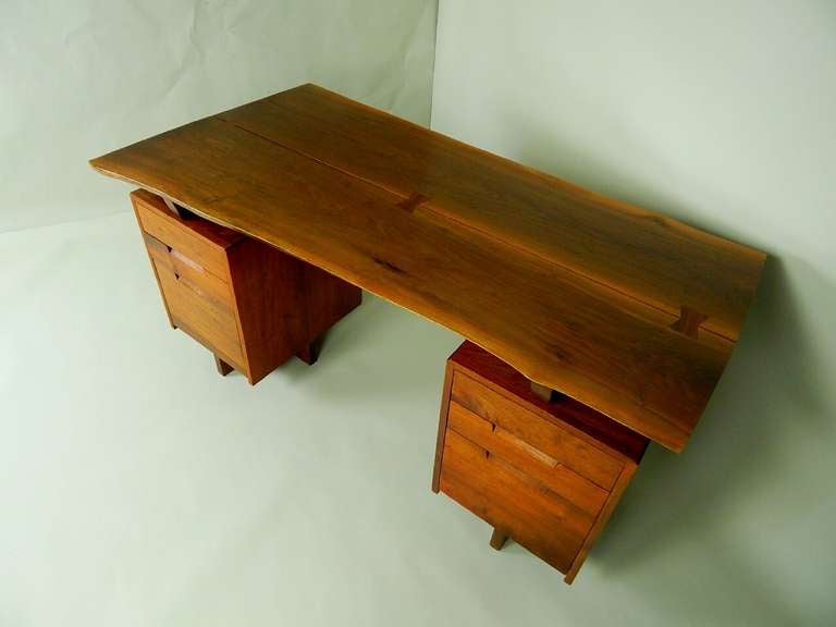 Rosewood Double Pedestal Desk by George Nakashima For Sale