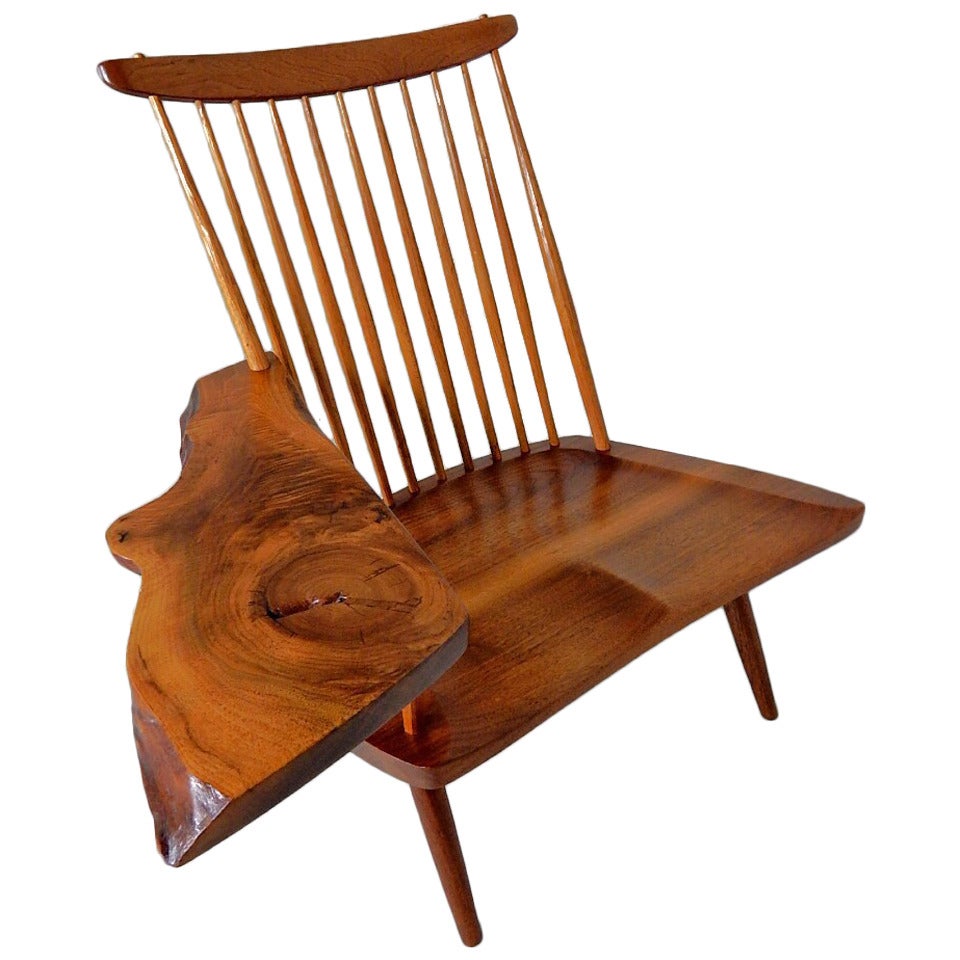 Walnut Lounge Chair with Saddle Seat by George Nakashima For Sale