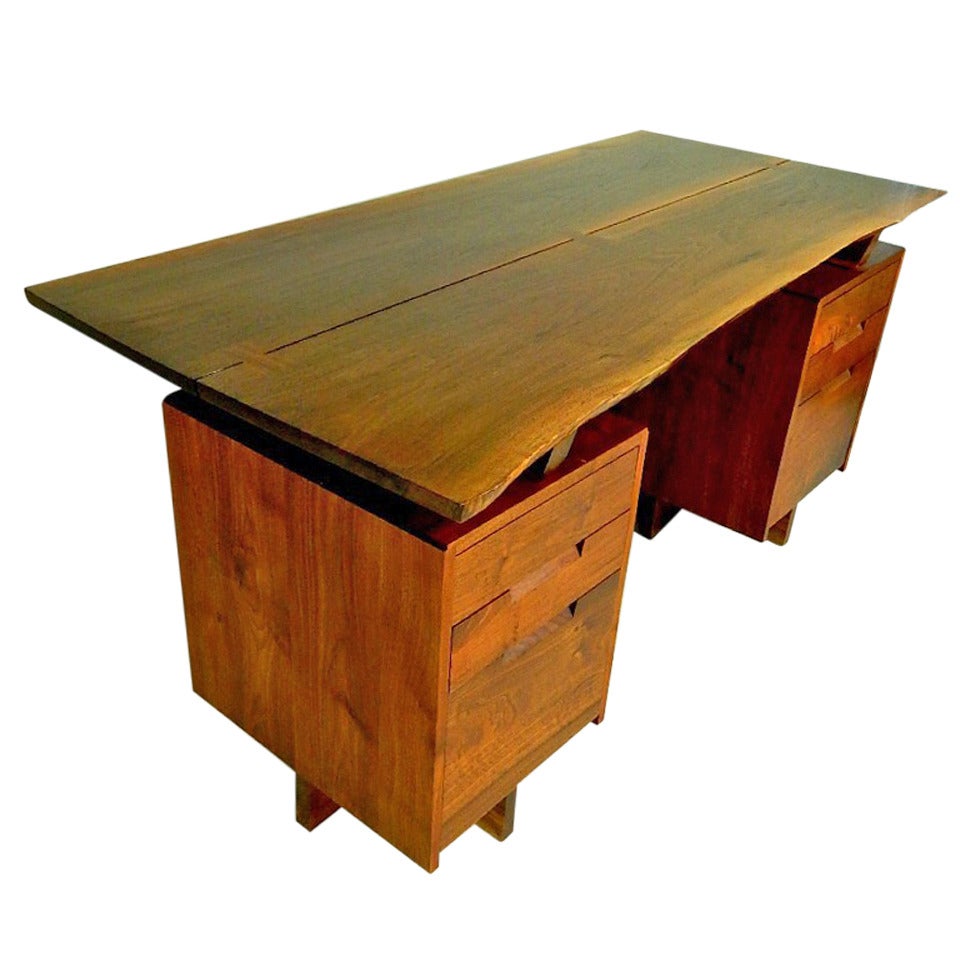 Double Pedestal Desk by George Nakashima For Sale