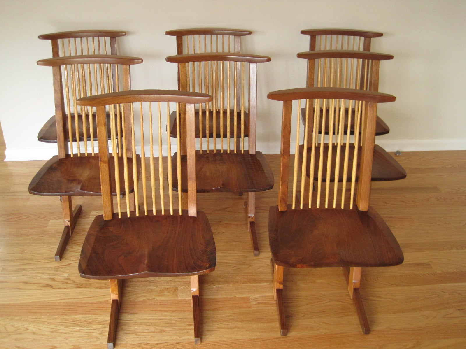 Set of Eight Conoid Chairs by George Nakashima For Sale