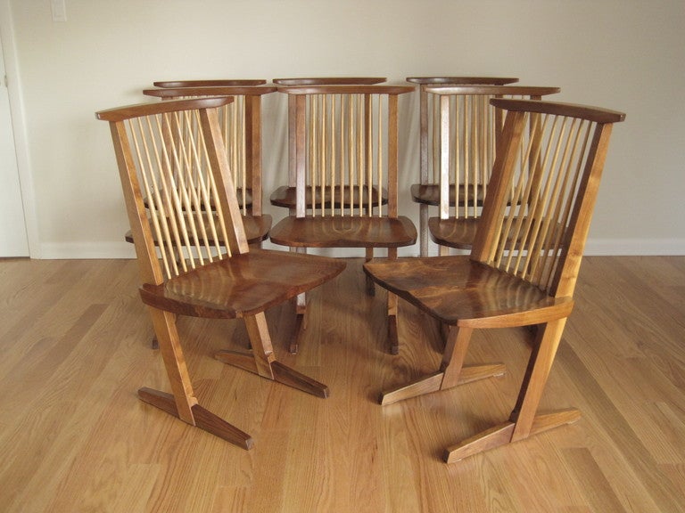 American Set of Eight Conoid Chairs by George Nakashima For Sale