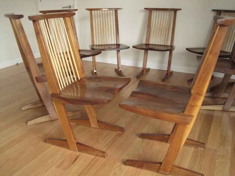 Set of Eight Conoid Chairs by George Nakashima For Sale 1