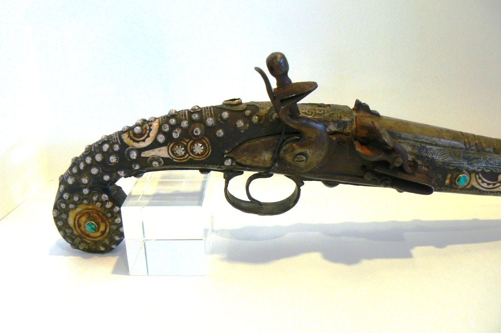 18th Century and Earlier Jeweled Turkish Flintlock Pistol