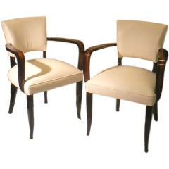 1930's Ebene De Macassar & Leather Dining Chairs