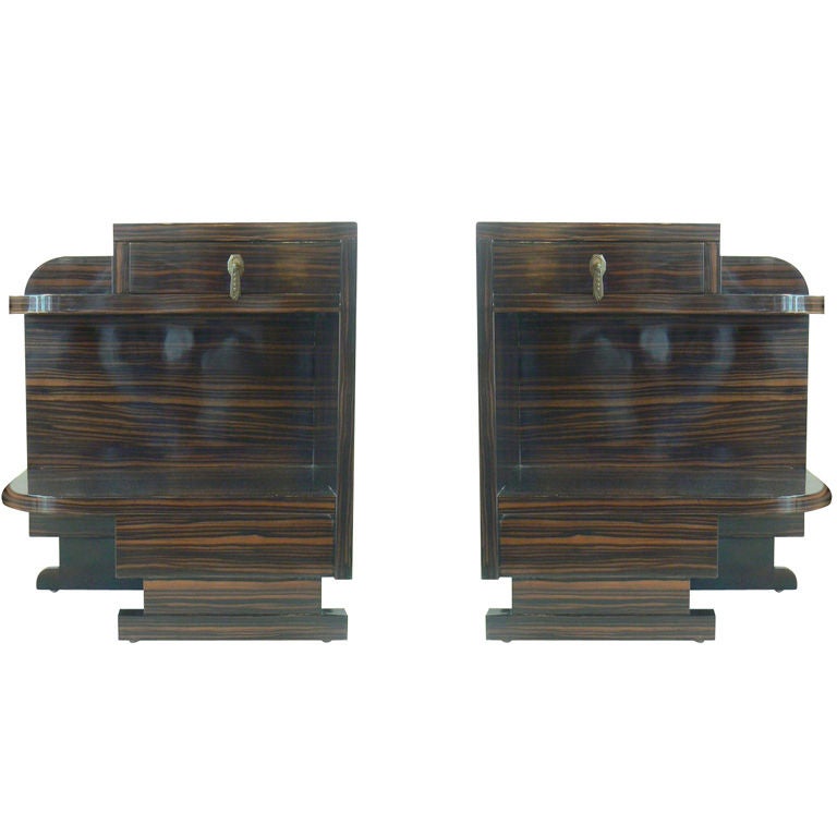 Pair 1930
s Ebene De Macassar Bedside Tables