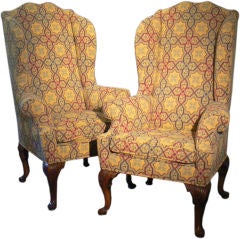 Pair of  Needlepoint Wing Back Chairs