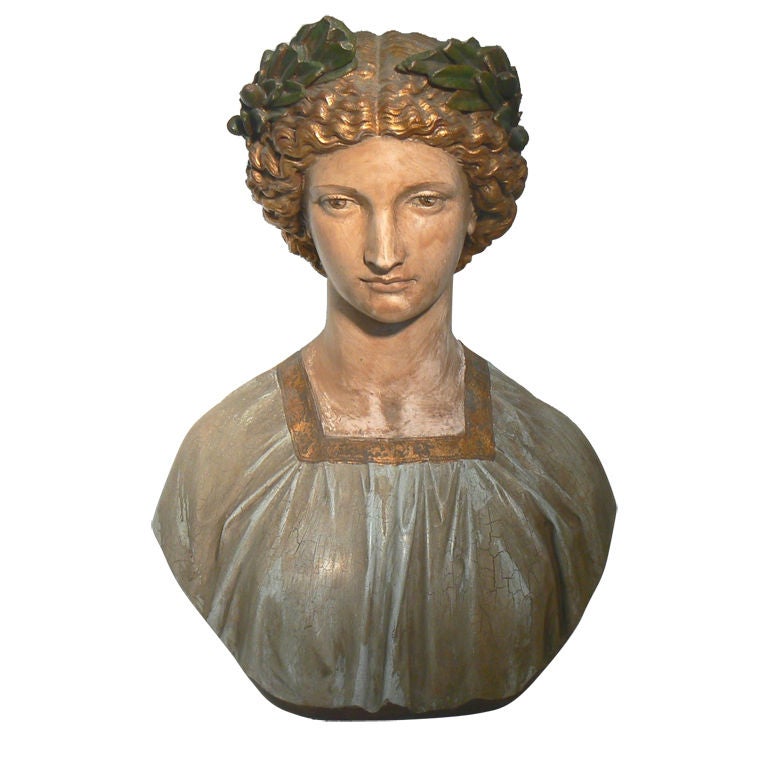Classical Female Bust with Laurel Wreath For Sale