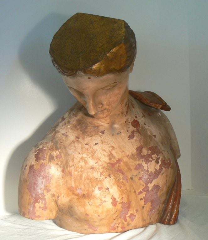 American Classical Male Bust with Partial Shield For Sale