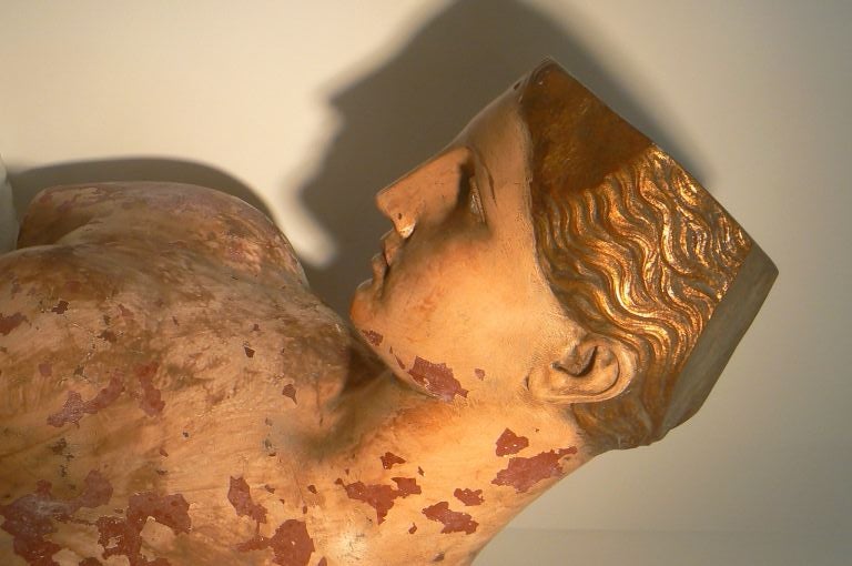 Gilt Classical Male Bust with Partial Shield For Sale