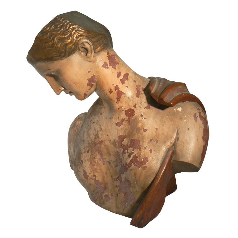 Classical Male Bust with Partial Shield For Sale