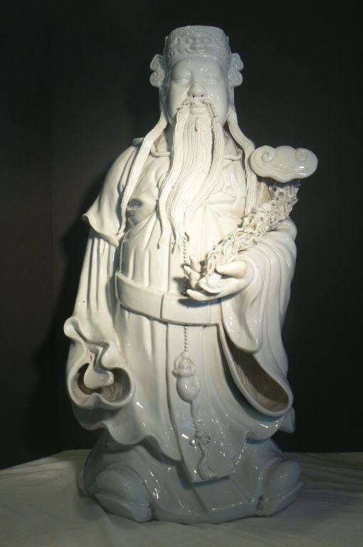 Glazed Trio of Blanc de Chin Chinese Figures For Sale