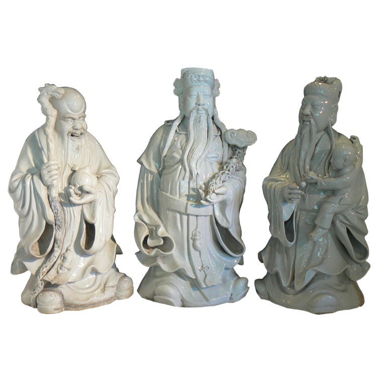 Trio of Blanc de Chin Chinese Figures For Sale