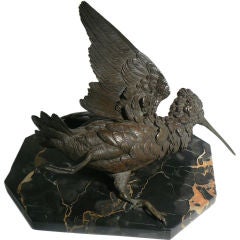 Bronze Coastal Bird on Rare Marble Base
