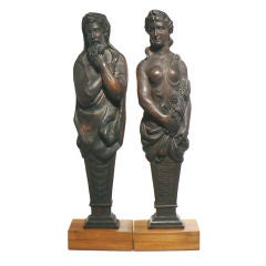 Pair of Male/Female Hand Carved Deities