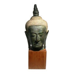 Antique Bronze Ayutthaya Buddha Head