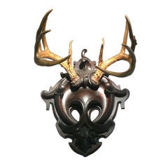 Black Forest Antler Mounted on Chestnut Plaque