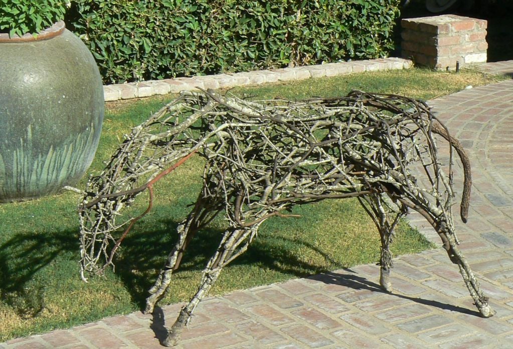 A wonderful piece of natural sculpture by San Francisco artist Gary Llamido. Created using multiple types of vines and twigs, the sculptural lines and visual end result is a piece of timeless enjoyment.