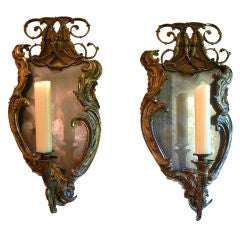Pair of French Dore Bronze Wall Sconces
