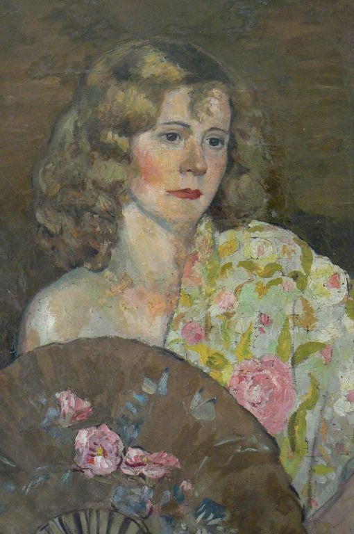 Original Oil Painting of "Young Woman with Fan"