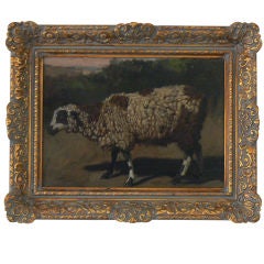 Antique "Lone Sheep" Original Oil Painting by J.M.T.