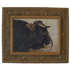 Antique Original Oil Painting, "Bull's Head" by William K. Sweeney