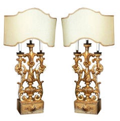 Pair of Florentine Gilt Wood Lamps