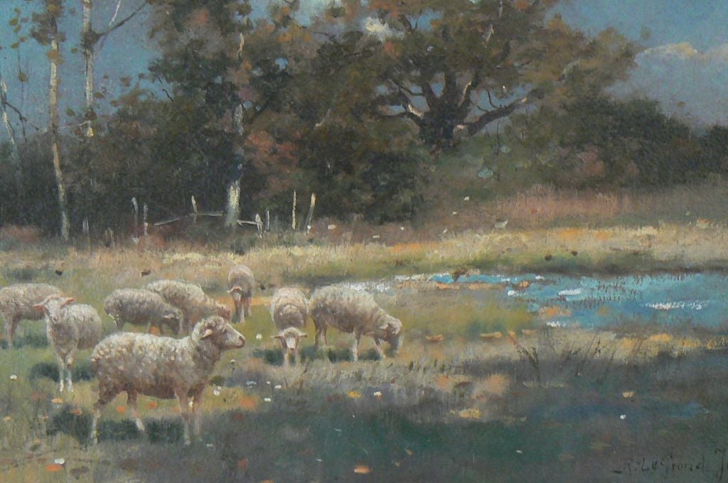 Original Oil, Sheep Grazing, by Reuben Le Grande Johnston