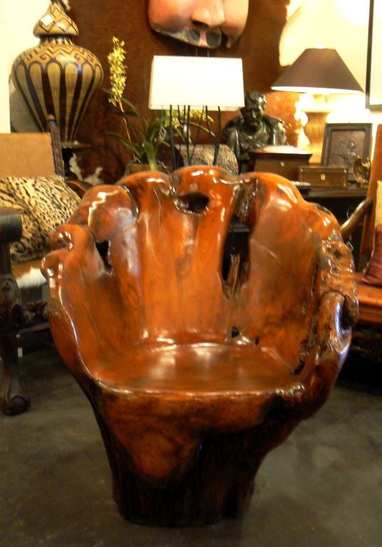 Unusual Hand-Carved Tree Trunk Chair